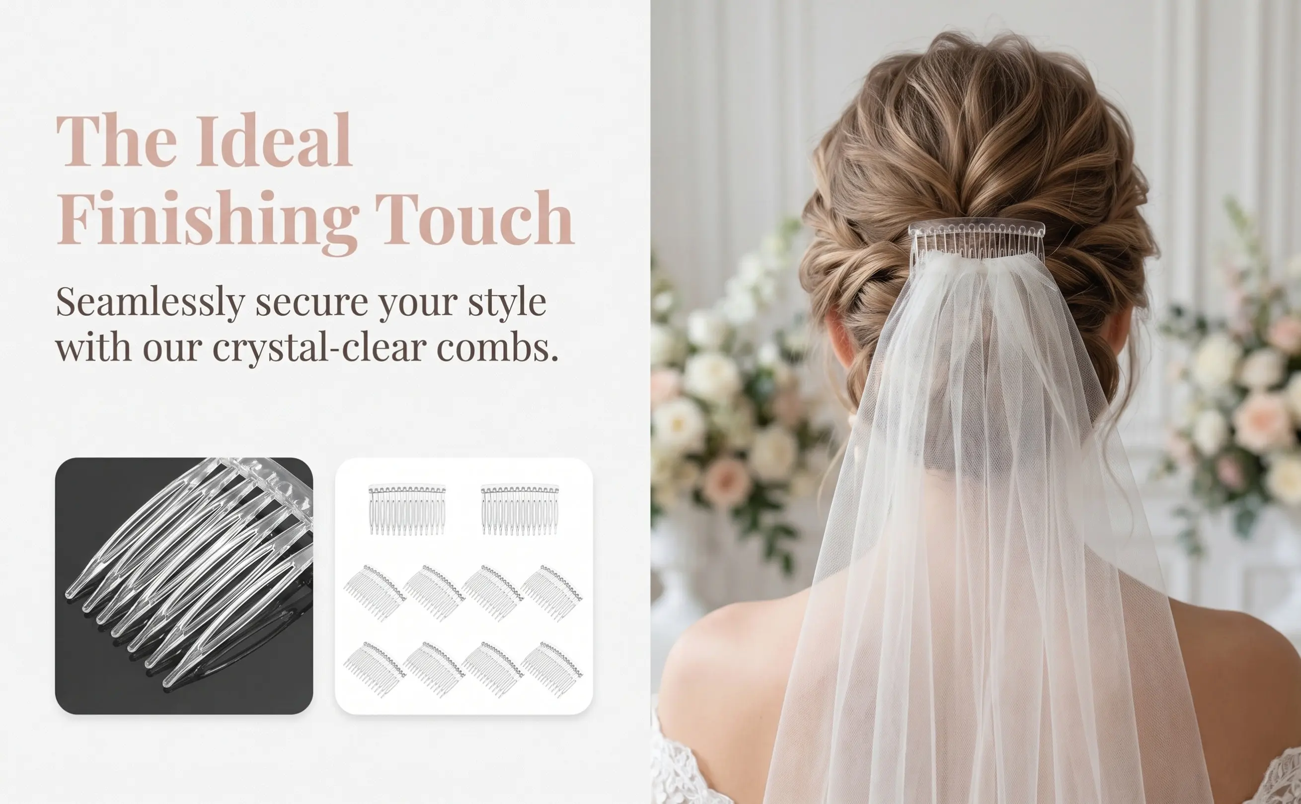 10pcs Transparent Side Wedding Comb Hair Combs Clear 14 Teeth Durable Wedding Bridesmaid Accessories Hair Clips