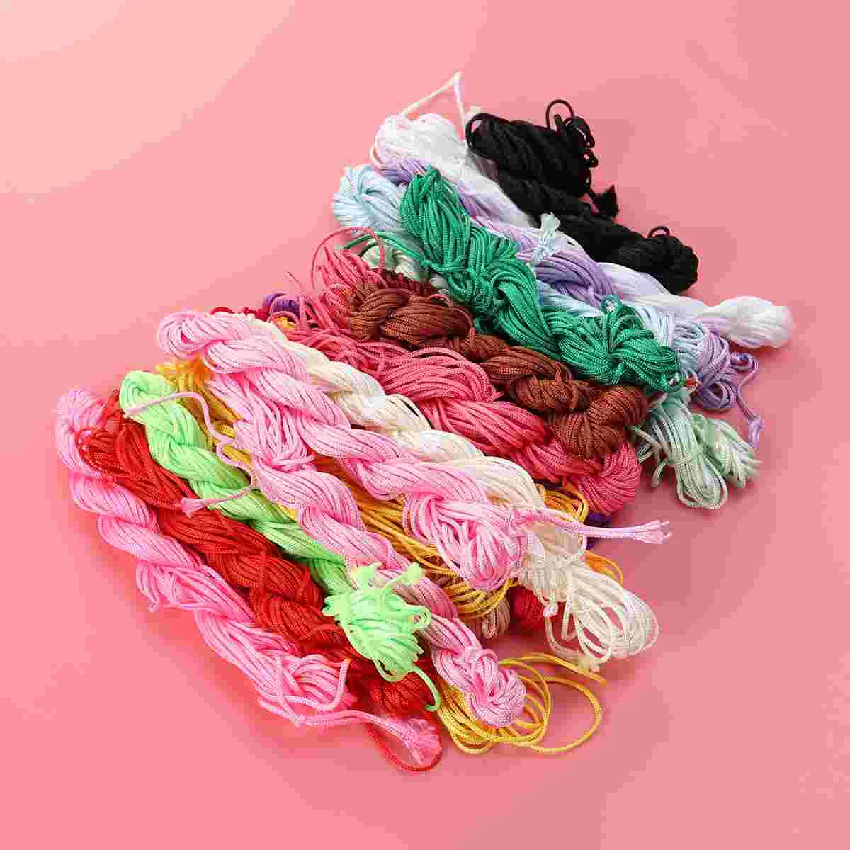 

20PCS 2 MM Multicolor Chinese Knot Braided Ropes Macrame Beads Cord Rattail Jade Lines for DIY Bracelet Necklace Jewelry Ring Fi