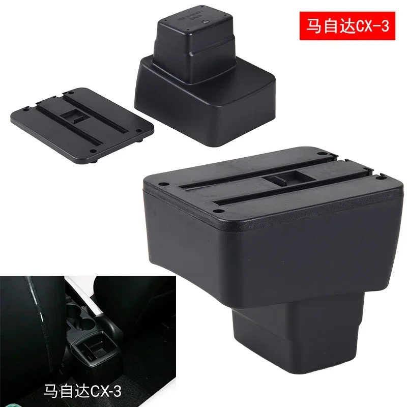 For mazda CX 3 CX-3 Armrest Box Central Store Content With Retractable Cup Hole Large Space Dual Layer USB Charging 2014 - 2019