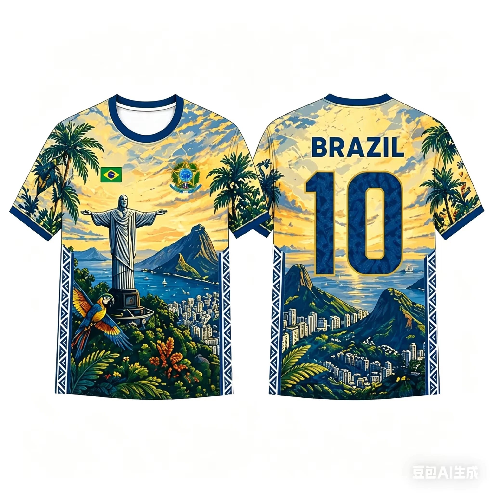 2026 Brazil Fan Football T-Shirt Soccer Jersey Tropical Scenic Print Breathable Quick Dry Training Tee Fan Sport Top Men Women