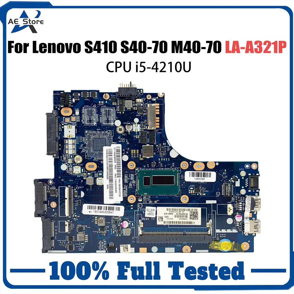 

LA-A321P Mainboard For Lenovo S410 S40-70 M40-70 Laptop Motherboard ZIUS6/S7 With i5-4210U CPU Working Good