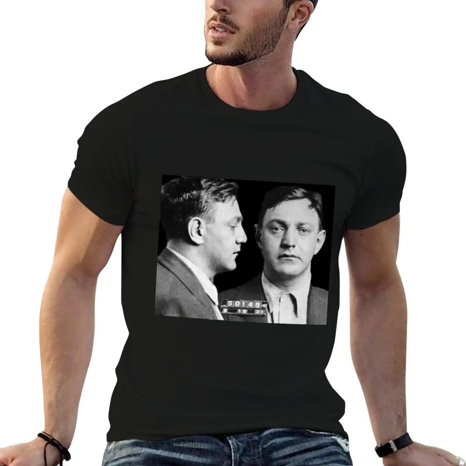 

Mobster Dutch Schultz mugshot T-Shirt man t shirts for men cotton t shirt man t shirt men 100% cotton luxury brand T-shirt