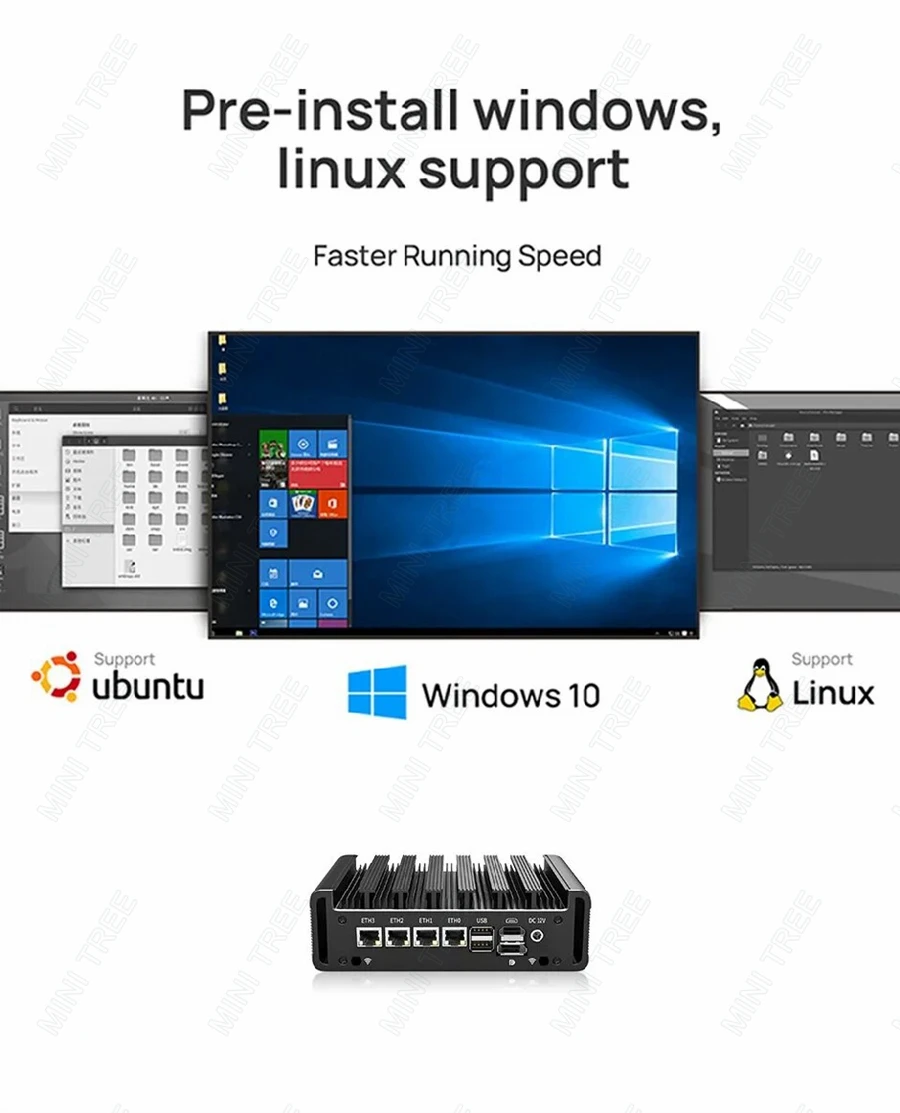 Intel Celeron J6412 Quad Core Home Office Mini Soft Router 4*2.5G LAN 2xCOM Controllo industriale IoT TPM2.0 Compatibile Linux 4G