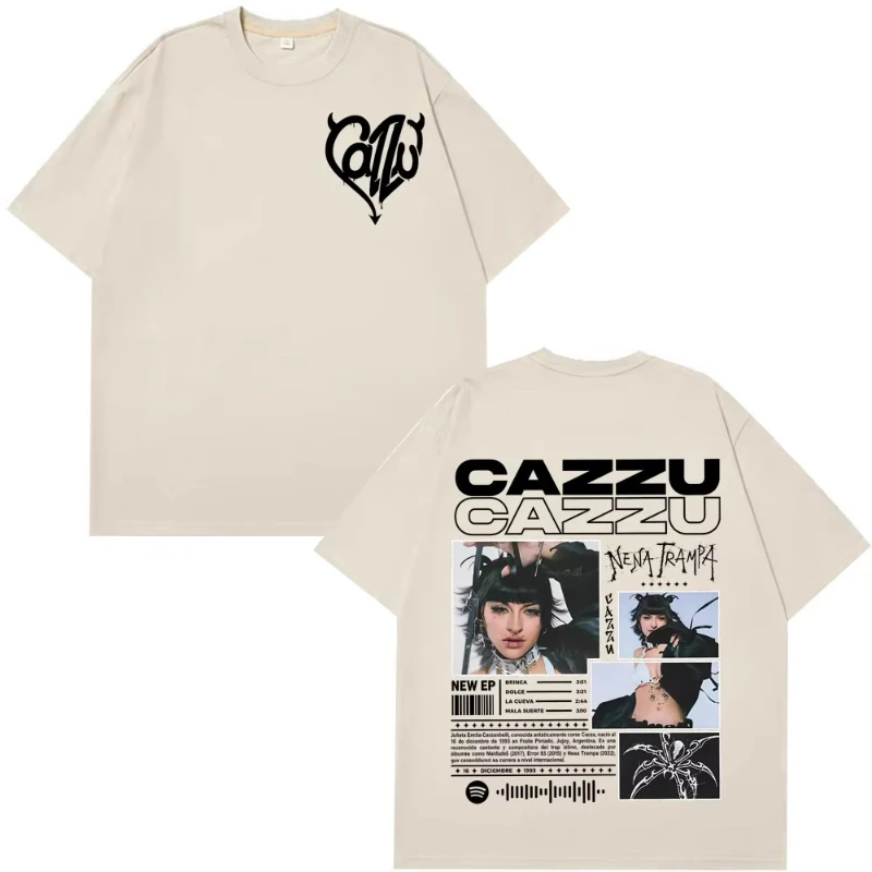Singer Cazzu Tour 2025 Harajuku Tees Men Women Fashion T-shirt Summer Casual Hip-hop Hipster Cotton Oversized T-shirt Streetwear