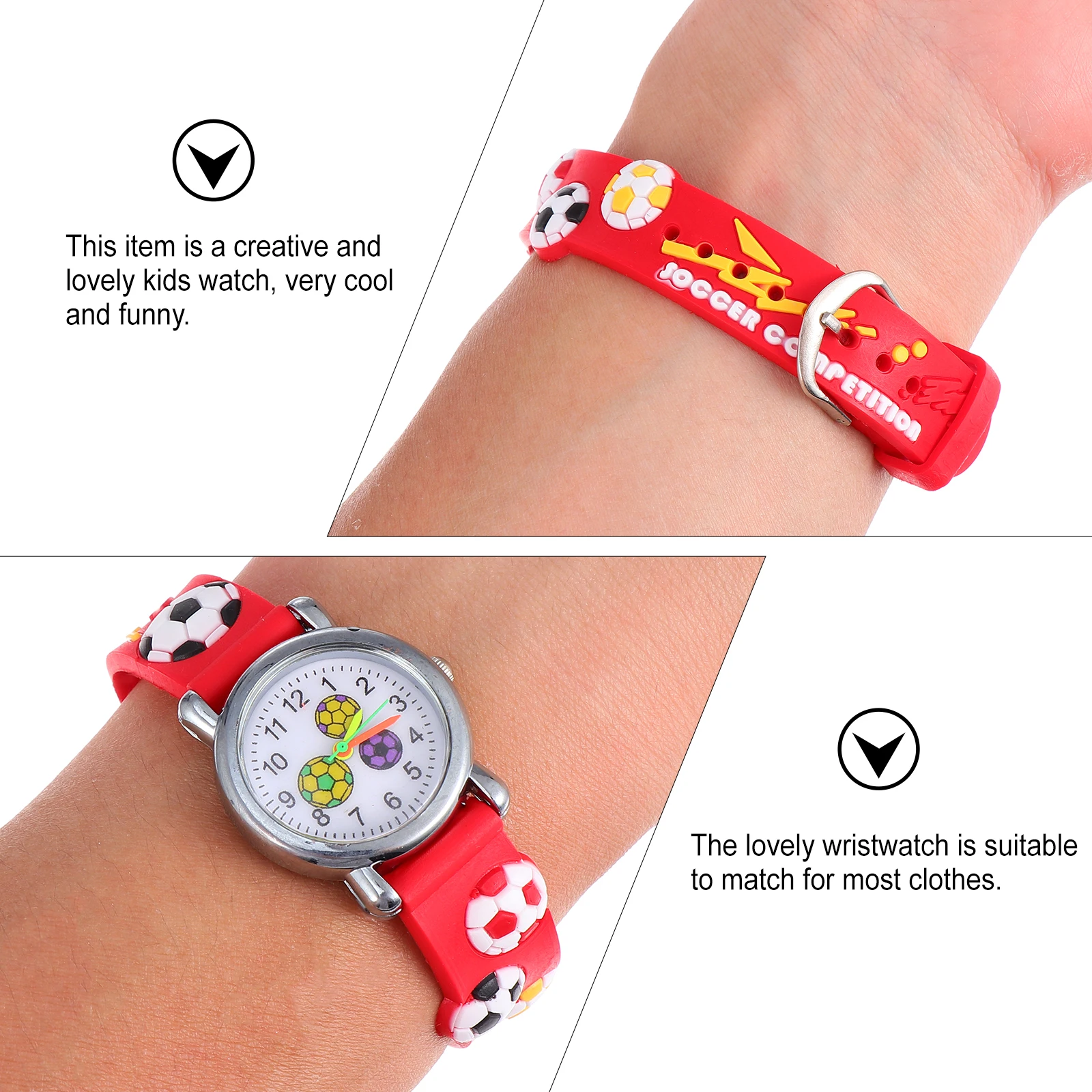 

Cartoon Pattern Kids Watch Watch Durable Plastic Soccer Wristwatch Light Simple Design Children Accessories Gifts