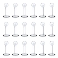 10PCS 16G Clear Acrylic Lip Rings Monroe Labret Studs Piercing Jewelry Bioflex Ear Tragus Helix Earring Retainer 6-12mm