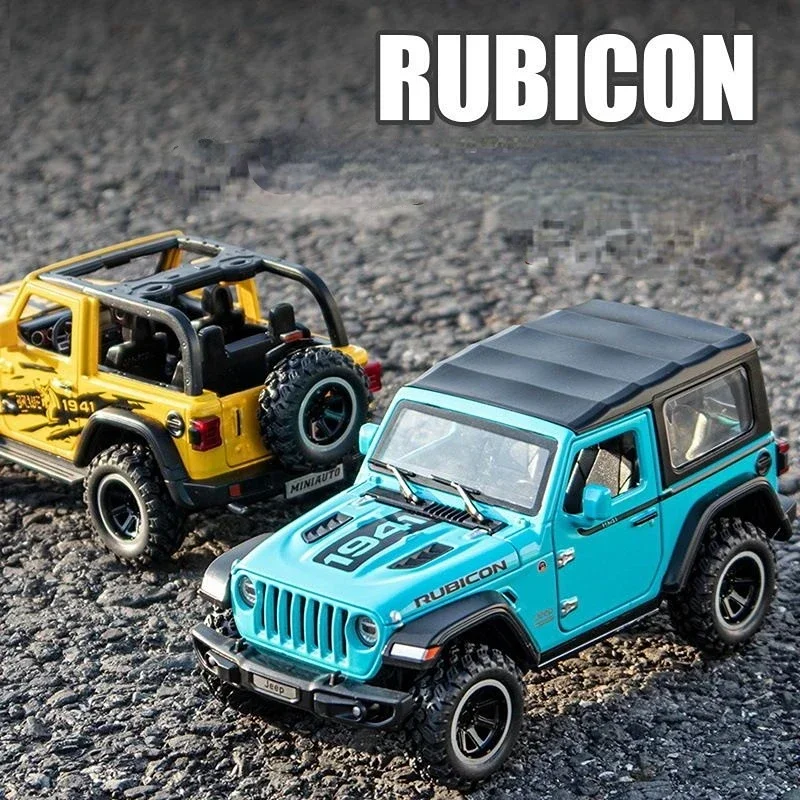 

1:32 Jeeps Wrangler Rubicon 1941 Alloy Car Model Metal Diecasts Vehicles With Sound And Light Pull Back Car Toys For Kids Boys