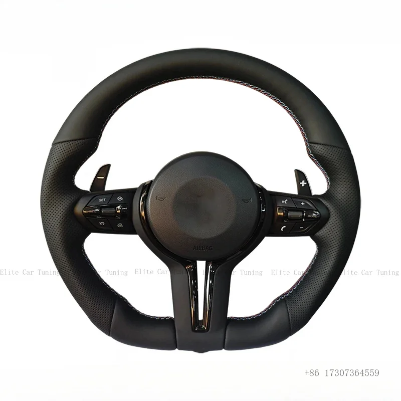 

Черный кожаный спортивный руль M Sport для BMW F01 F30 F10 F11 F20 F21 F25 F31 F34 F32 F33 F36 F22 F23 F46 F35 F80 F36 M3 M5 M6