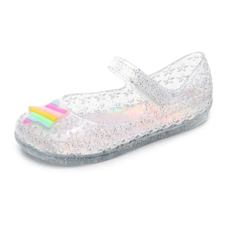 Summer Sweet Crystal Jelly Soft Soled Beach Sandals Versatile Children Shoes Designer Flower Hollow Anti Slip Kids Casual Sandal