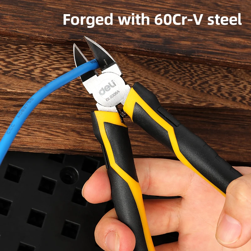 Imagem -04 - Deli-cr-v Plástico Alicate Diagonal Electronic Wire Stripping Ferramenta Cabo Cortador Nipper Home Repair Ferramenta Mão 6