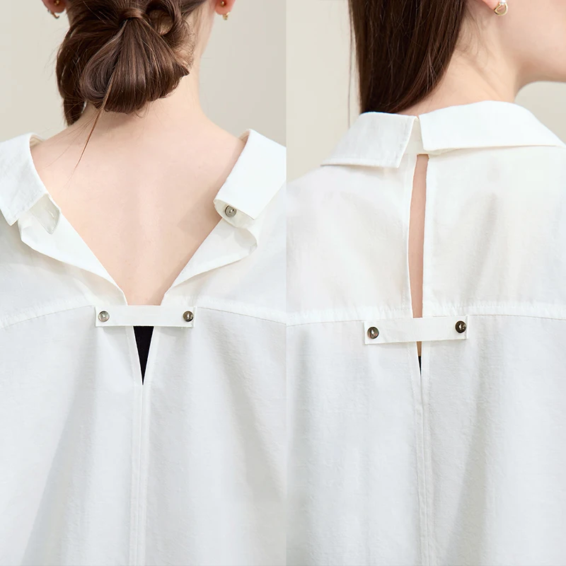 Amii camisa feminina 2026 primavera nova lapela camisa de manga longa volta colarinho fenda branco versátil solto blusa casual para mulher 12641099