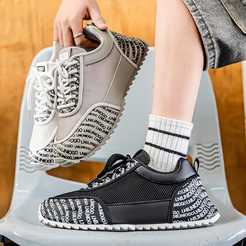 

Универсальные неуклюжие кроссовки на толстой подошве для мужчин, новинка 2023 года, трендовая дышащая повседневная спортивная обувь с сетчатой шнуровкой, увеличенная мягкая подошва