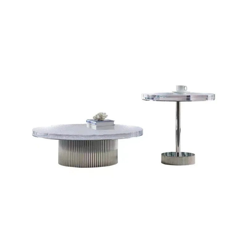 Designer water ripple countertop high-end creative round coffee table glass coffee table