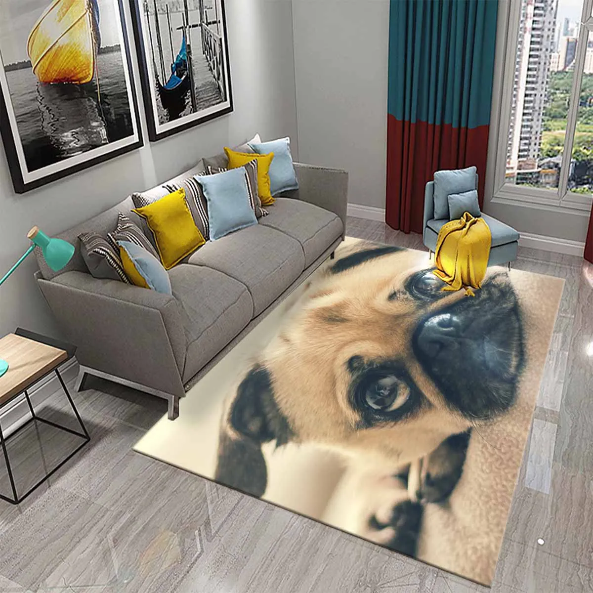 Lovely Pug Dog assorbimento d\'acqua tappetino antiscivolo Cartoon Cute Animal tappeti tappeti per camera da letto tappetino decorativo per scale s