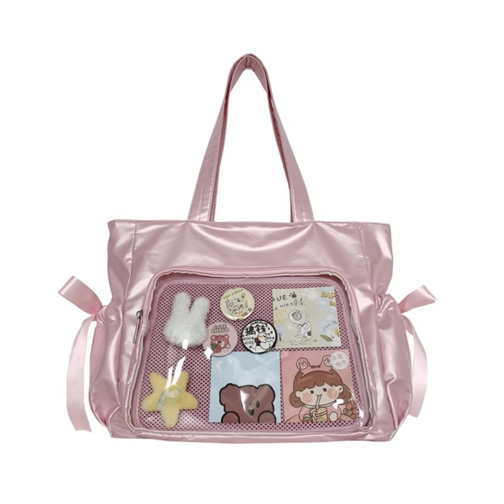 Lolita JK-Bolso de hombro con cinta Itabag transparente para mujer, con superficie brillante bolsos y monederos, bolsa Ita para escuela