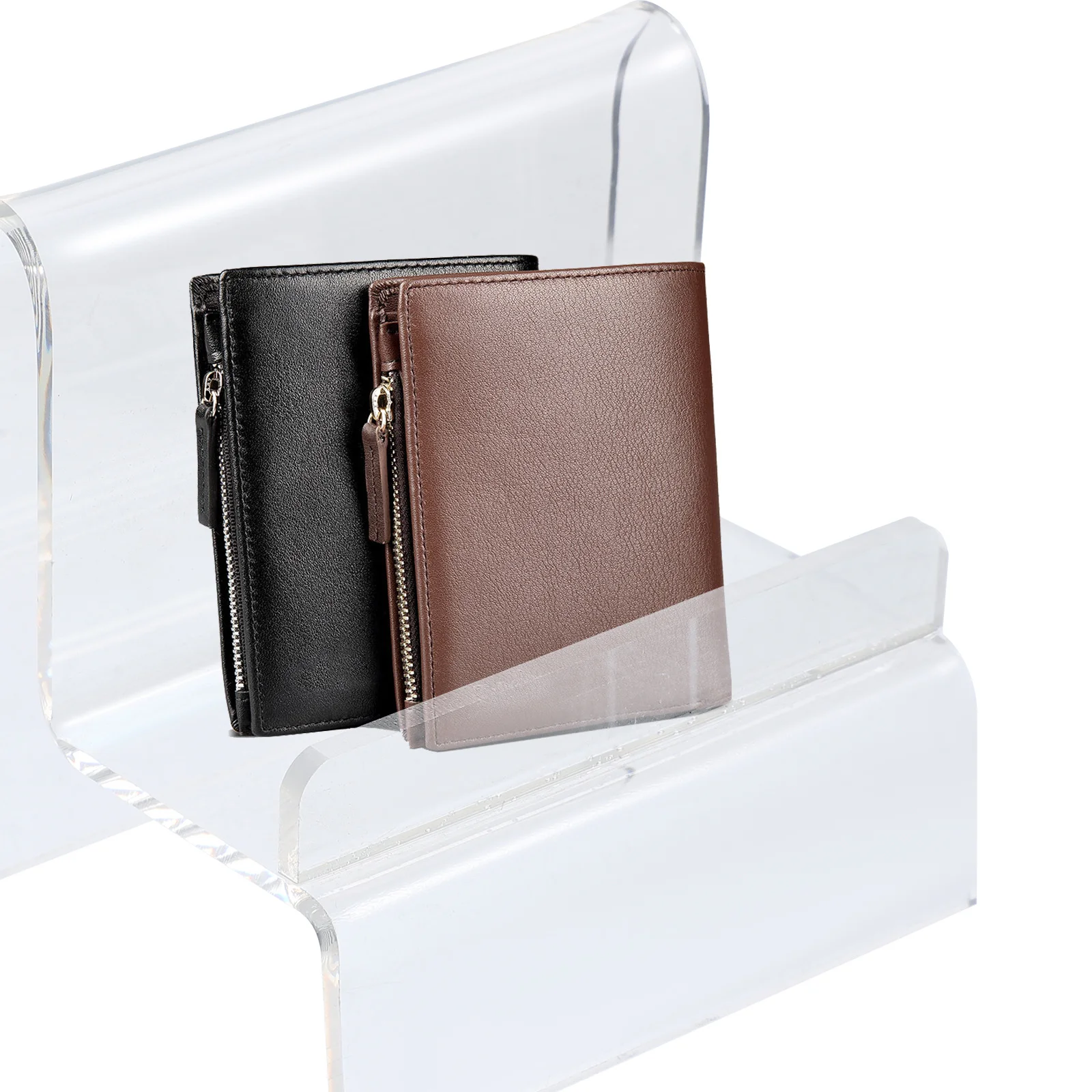 2Pcs Acrylic Wallet Holder Display Rack Transparent Single Layer Organizer Stand for Cosmetics Jewelry Collection