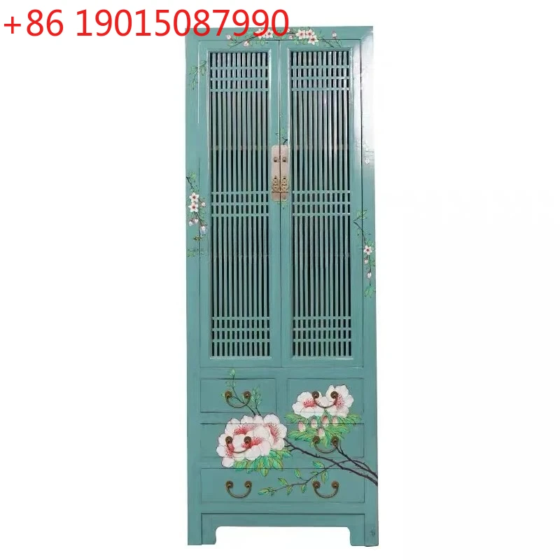 

New Chinese hotel clubhouse overall retro solid wood wardrobe home bedroom storage storage high cabinet