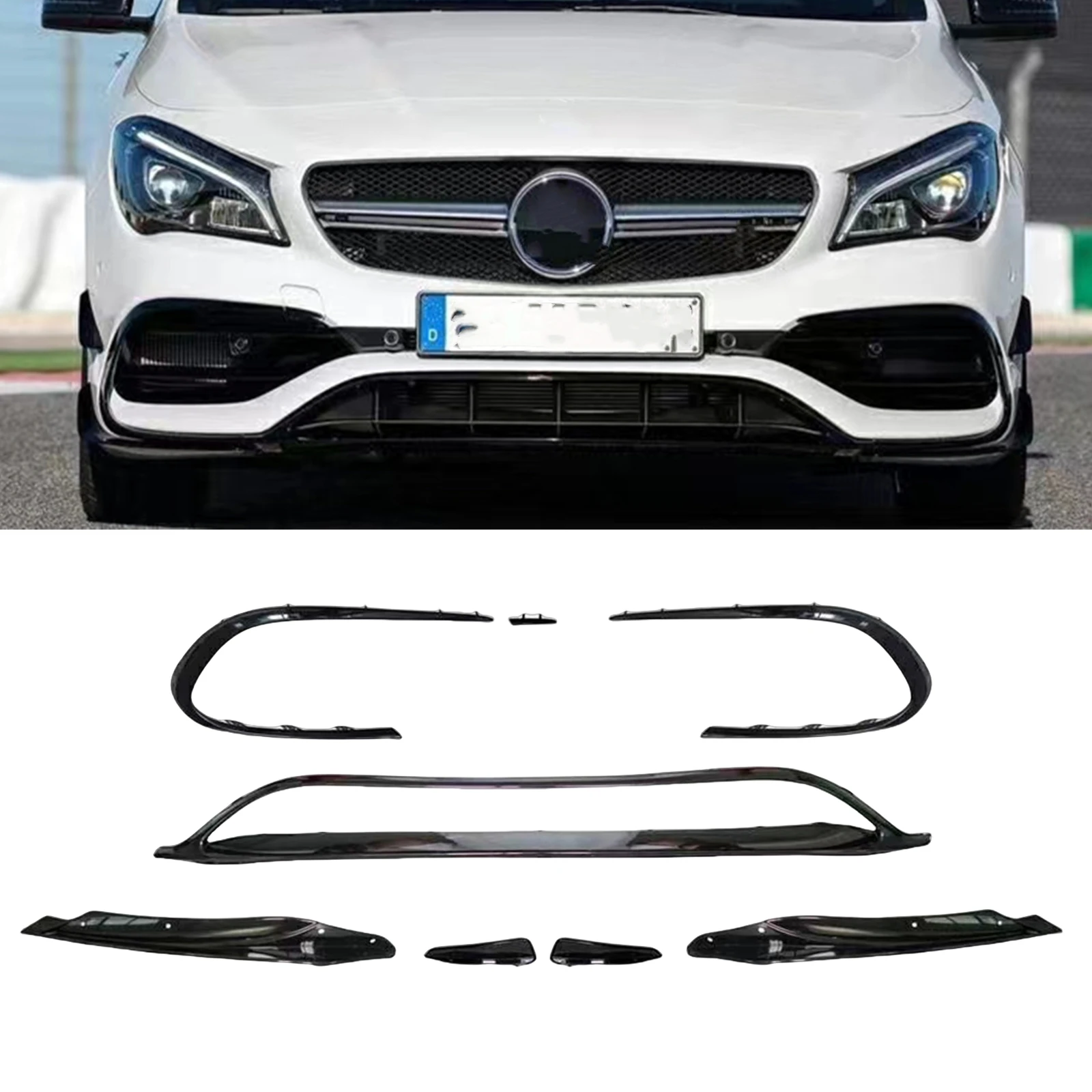 

For Mercedes Benz W117 C117 CLA Class CLA250 CLA45 AMG 2016-2019 Front Bumper Spoiler Lip Side Air Vent Cover Trim