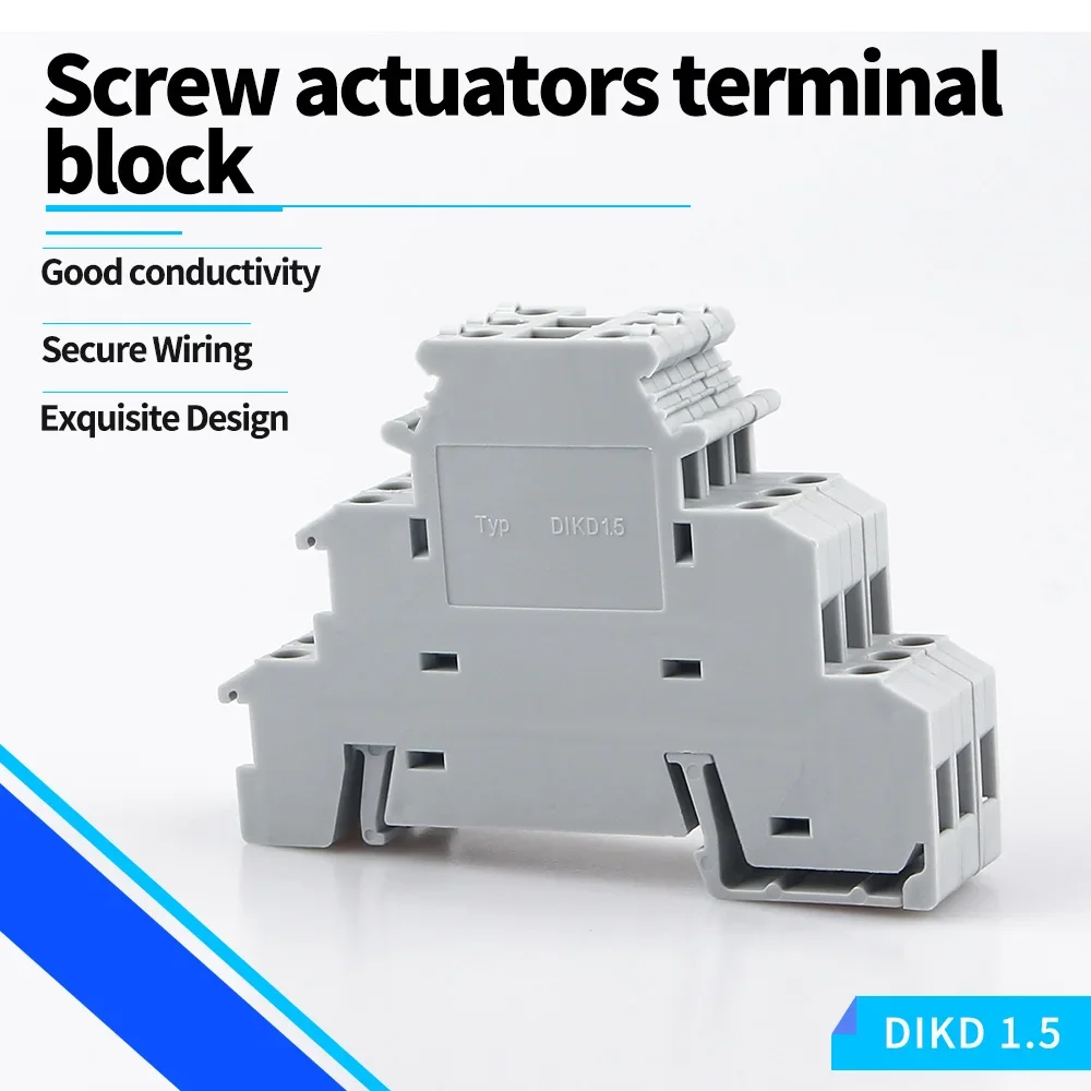 50Pcs Din Rail Terminal Block DIKD-1.5 Three Layer 3 Level Sensor Actuator Triple Wire Connector DIKD1.5 Wire Conductor