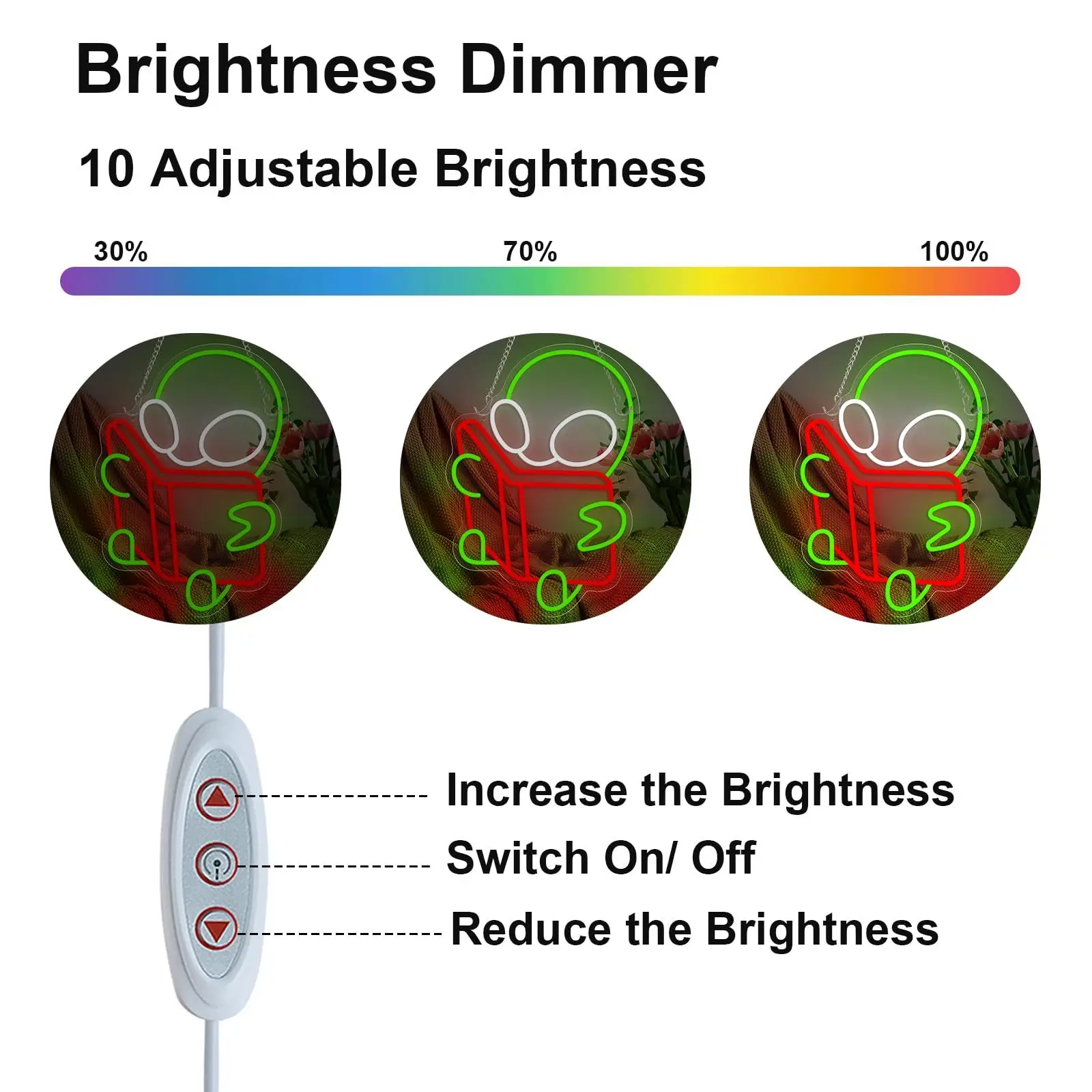 Alien Reading LED Neon, USB powered with dimmer switch, suitable for study, sci-fi themed rooms and party decorations