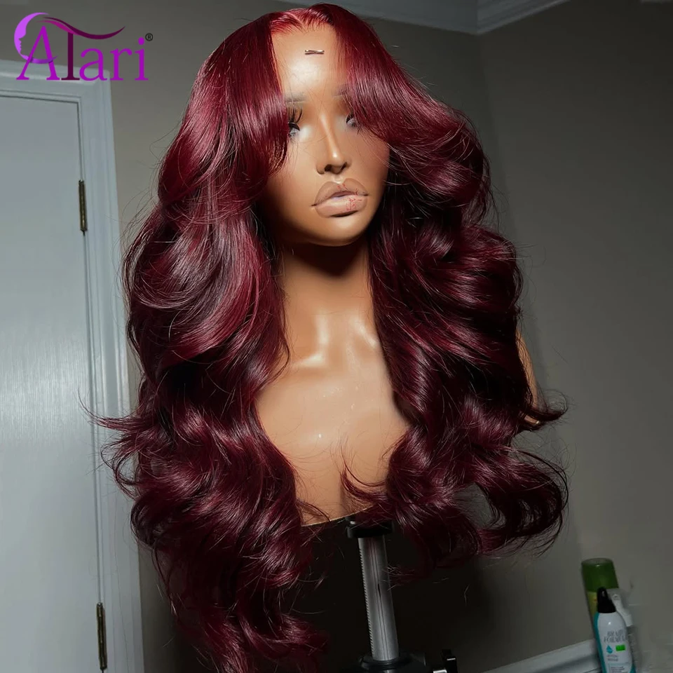 

Dark Cherry Red Body Wave Upgrade Human Hair Wigs 13x4 13x6 Lace Frontal Brazilian Hair Wig Burgundy Colored Hair Wig Pre Pluck