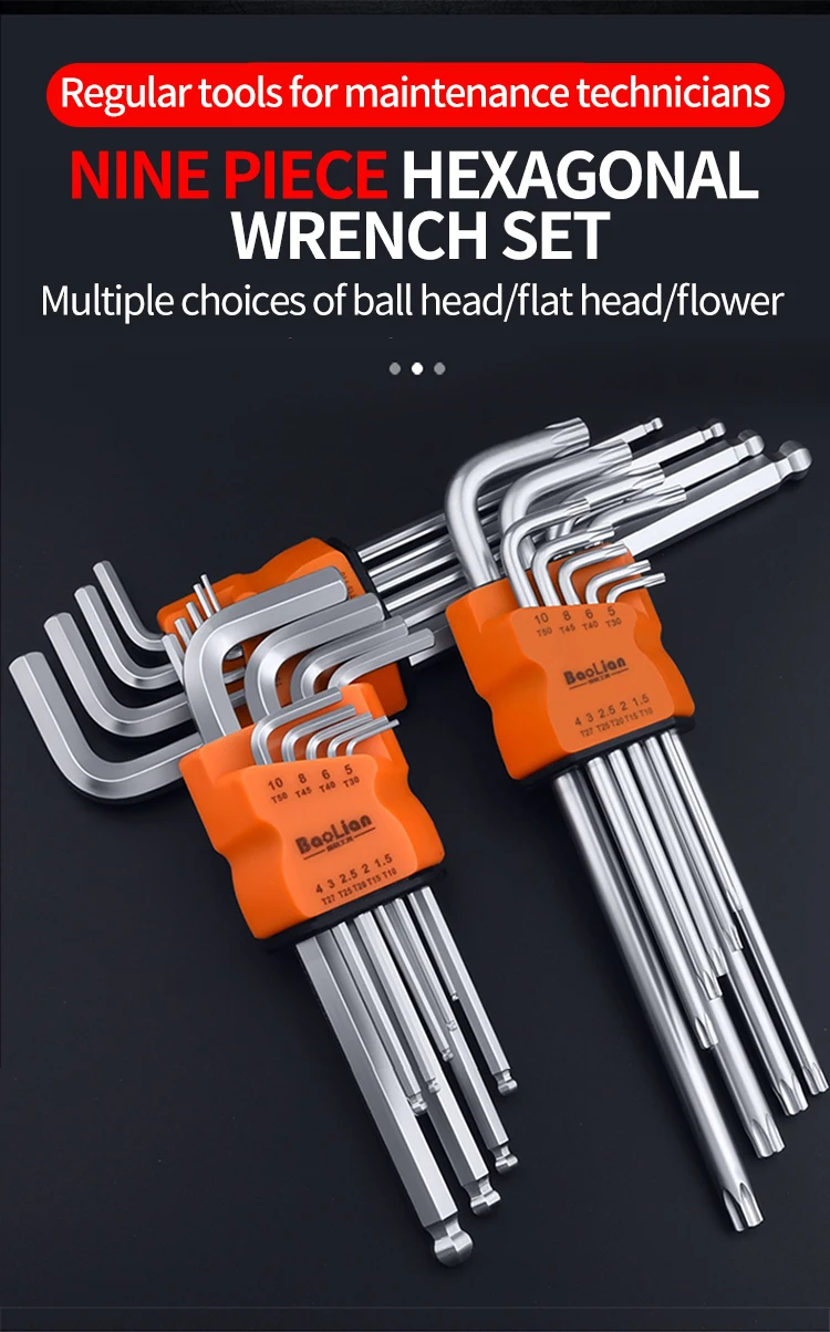 9-teiliges Torx-Sternschlüssel-Set, Inbusschlüssel, Sechskantschlüssel, Schlüsselsatz, Pflaumenblüte, Dual-End, L-Typ, Sternschraubendreher, Handreparaturwerkzeug – Detail 3