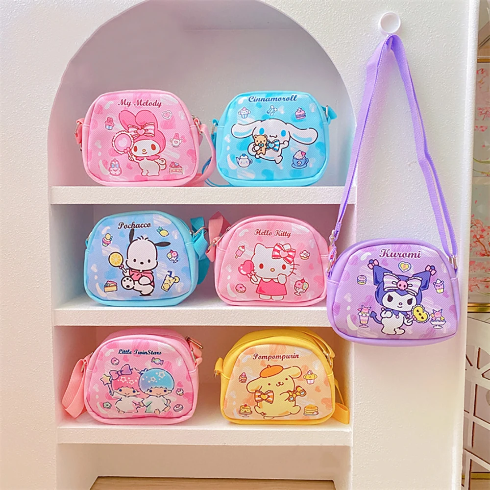 Sanurgente-Sac messager en PU pour enfants, sac à main de dessin animé, sac de rangement Kawaii, sacs à dos à sangle initiée réglable, poudres imperméables