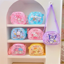 Sanrio Pu Messenger Bag Children's Cartoon Purse Change Storage Bag Kawaii Waterproof Pouch Adjustable Shoulder Strap Backpacks