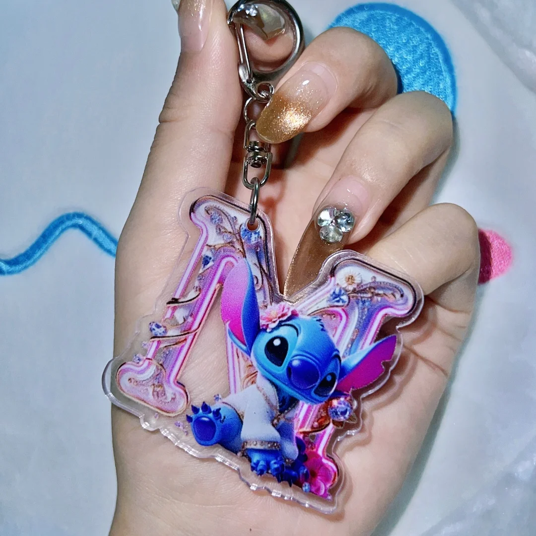 ديزني الاكريليك ليلو وستيتش 26 حرف المفاتيح الكرتون نمط غرزة قلادة العنصر الزخرفية بنين بنات لعبة جائزة هدية #2