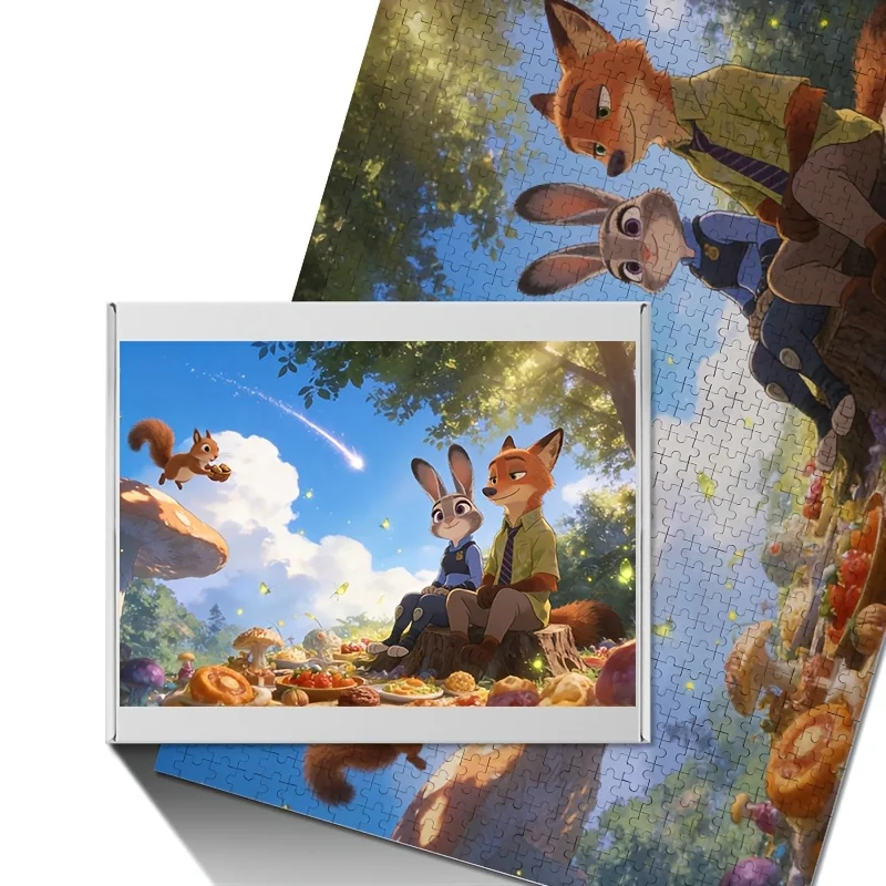 1000 pièces de puzzle Disney Crazy City Judy Hopps & Nick Wilde - Défi pour adultes, jeu d'anniversaire, divertissement familial, sur le thème de Zootopia