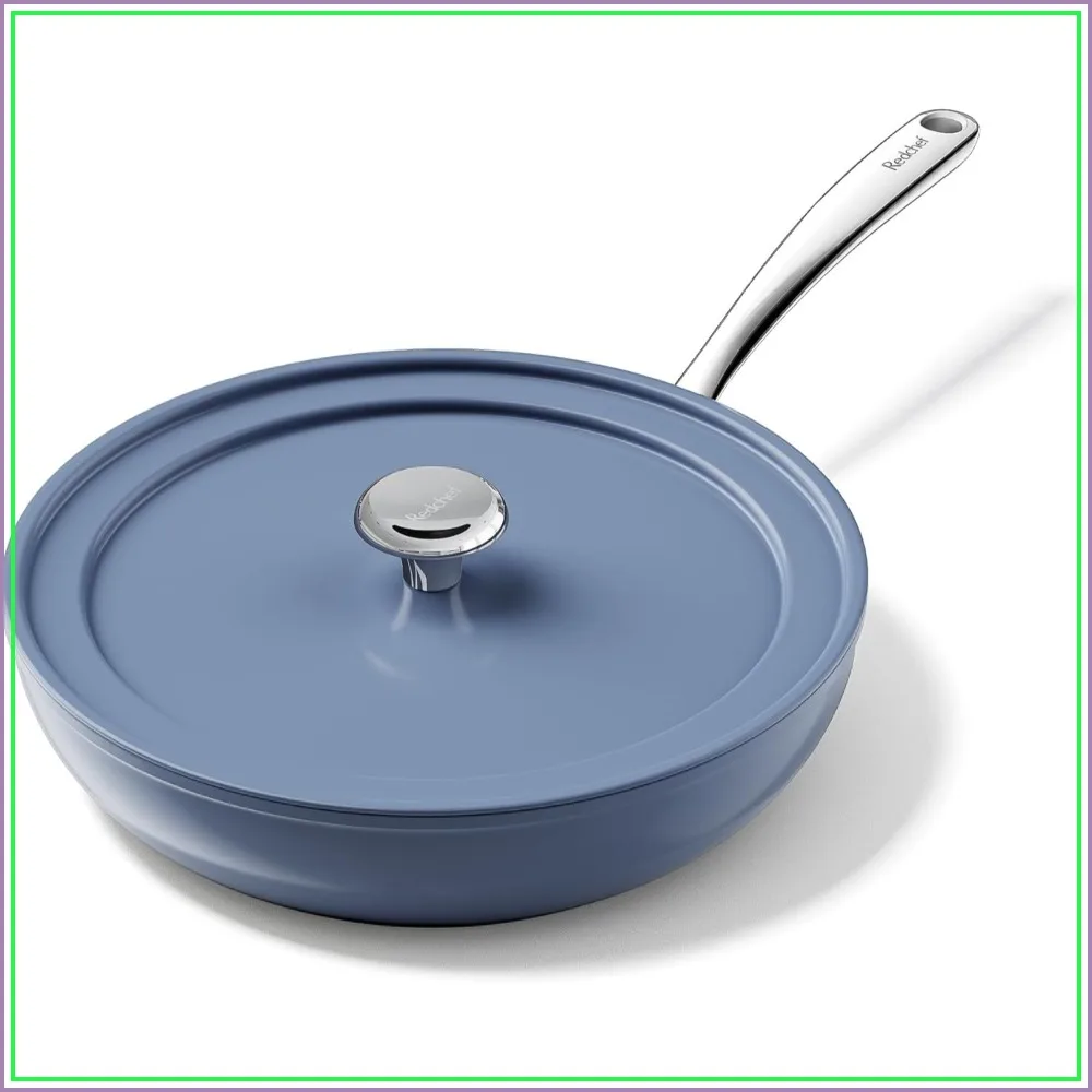

11 Inch Nonstick Deep Saute Pan with Lid, Large Jumbo Cooker, Stay Cool Handle, Induction Safe, Dishwasher Safe, PFOA & PFAS Free