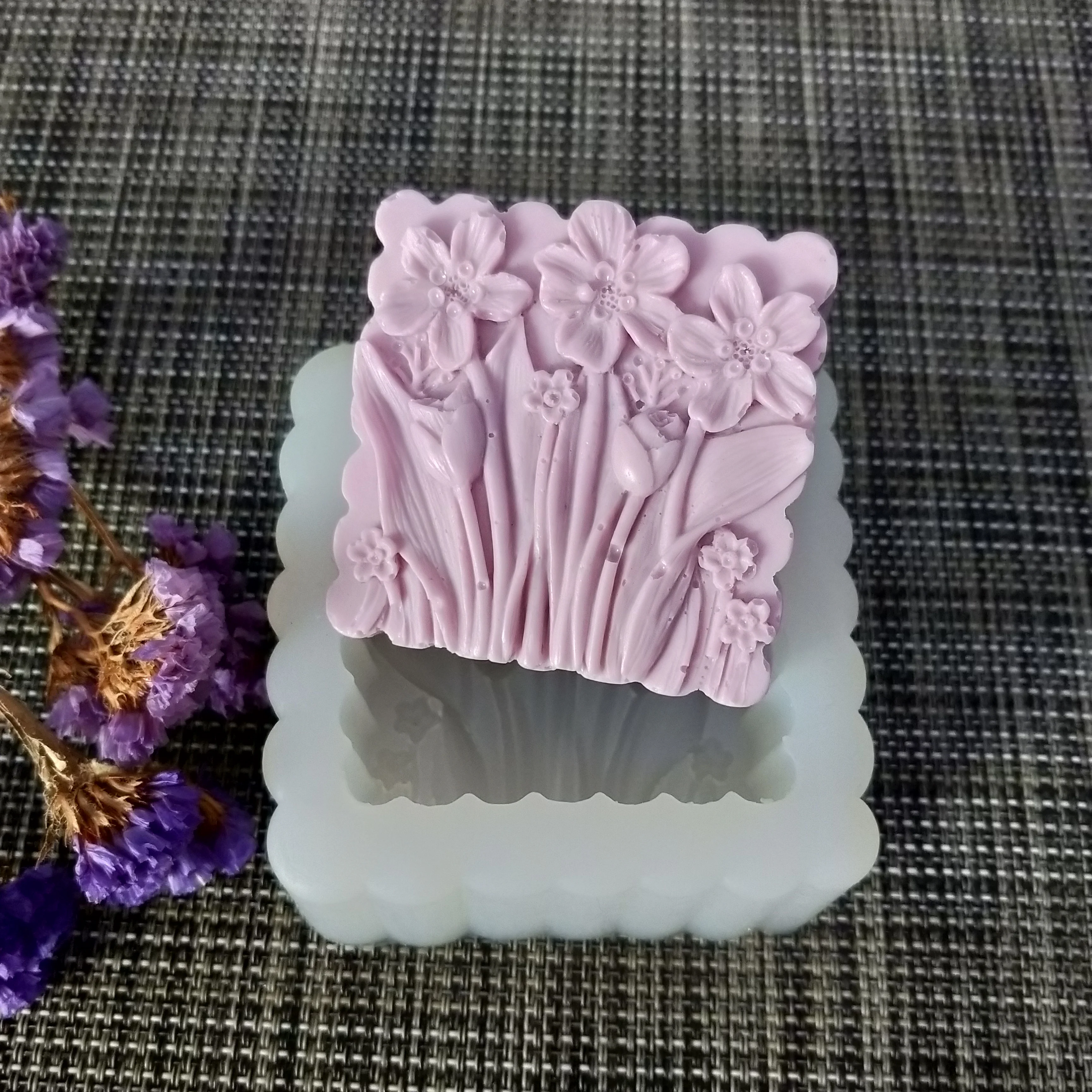 HC0128 PRZY Square Soap Flower Cluster Soap Molds Gypsum Chocolate Candle Candy Mold Clay Resin Moulds Silicone Eco-friendly