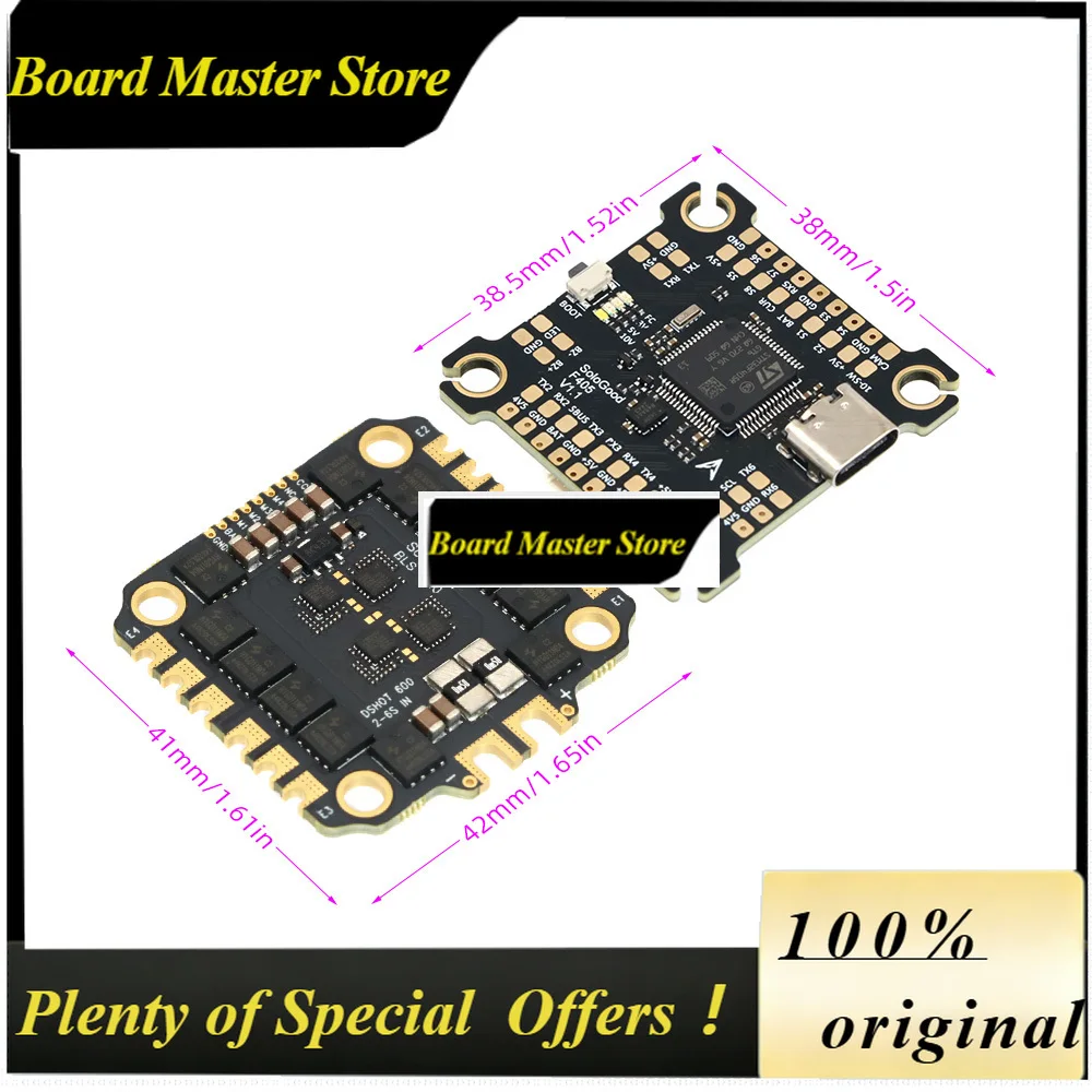 BoMasSoloGood F405 55A Stack (F405 Flight Controller+BLHELI_S 55A 4in1 ESC) 30.5X30.5mm 2-6S For FPV Freestyle Drones Parts