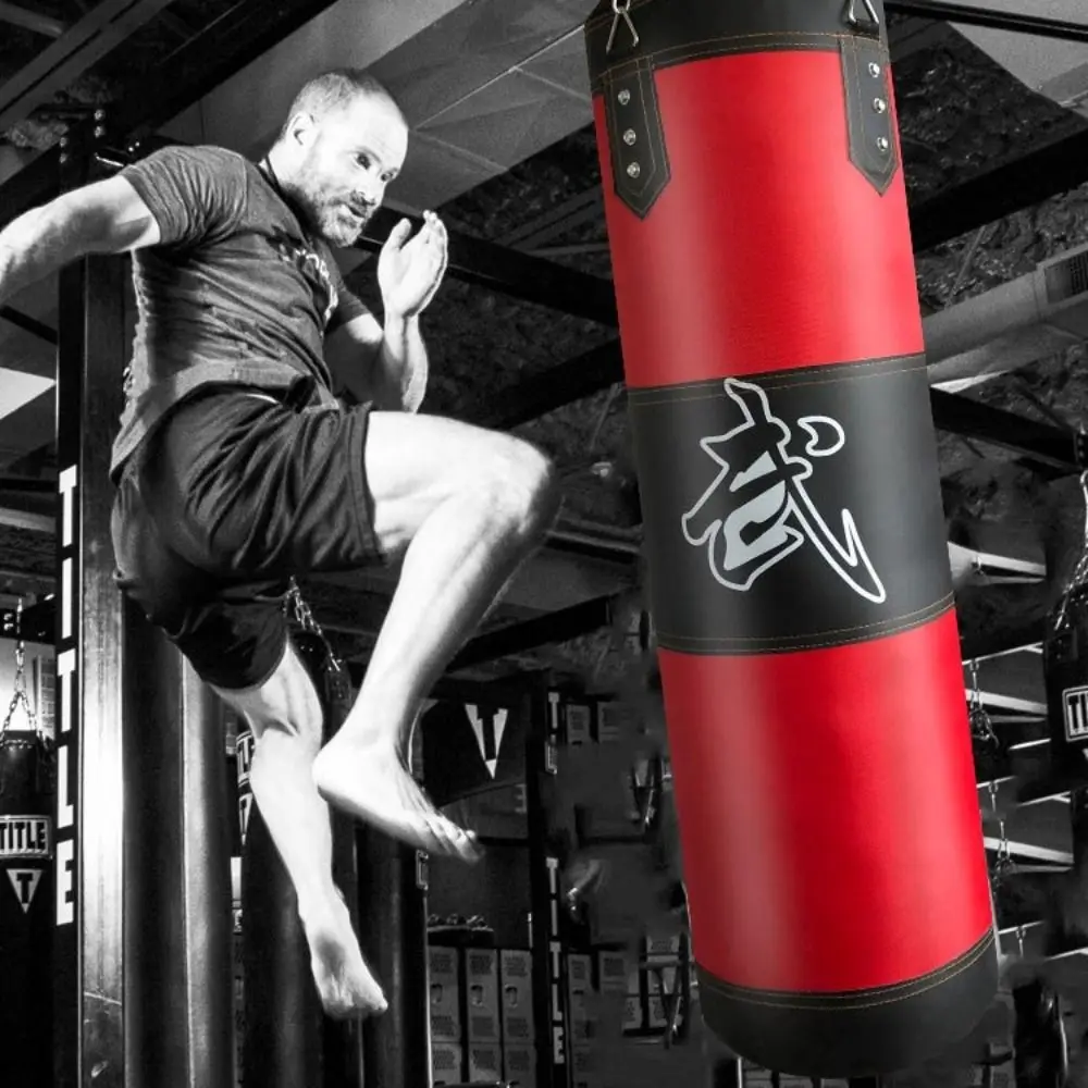 

New PU Leather Punching Bag Red Black with Gloves Boxing Sandbag Oxford Cloth Training Bag Adult Kids