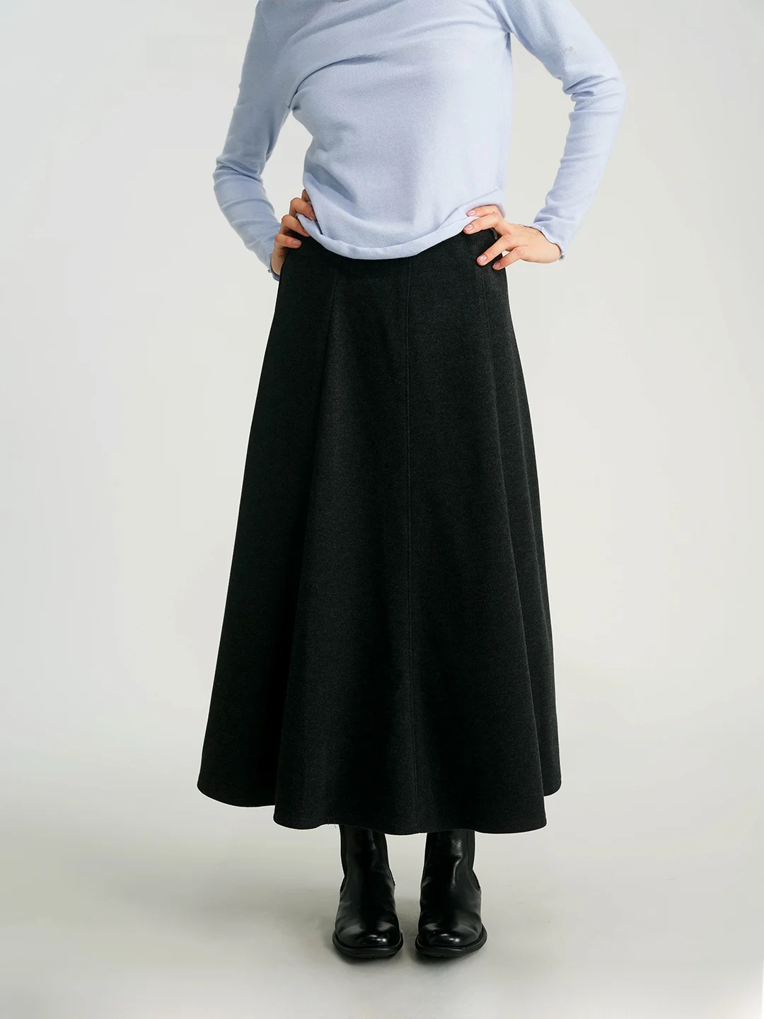 

Юбка GOOZA из мягкой шерсти в винтажном стиле, женская повседневная облегающая универсальная юбка А-силуэта миди, теплая, для ежедневной носки, из смесового полиэстера