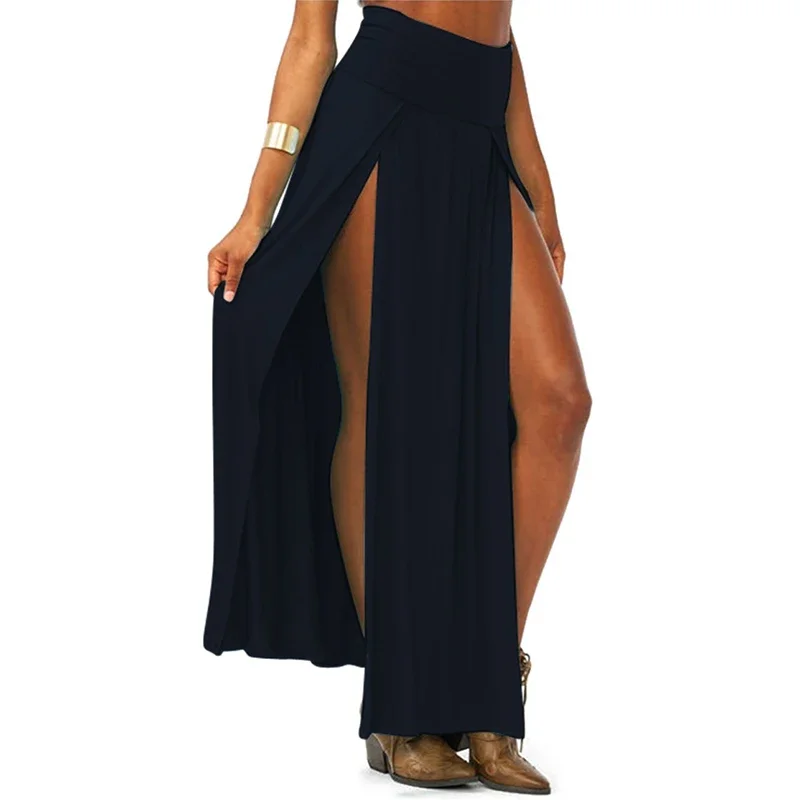 2024 New Arrival High Waisted Sexy Womens Double Slits Summer Solid Long Maxi Skirt Wholesale 51 Valentine's Day Gifts