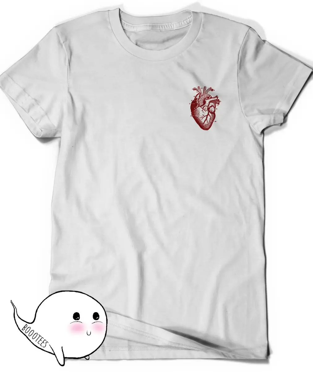 Pocket Heart Anatomy T Shirt Ladies Science Geek Nerd Present Geekery Human Drawing Health Anatomical