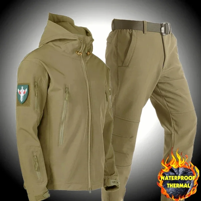 

Pop Shark Skin Soft Shell Autumn And Winter Plush Thickened Mountaineering Tactics Training Breathable Windproof Charge Suit