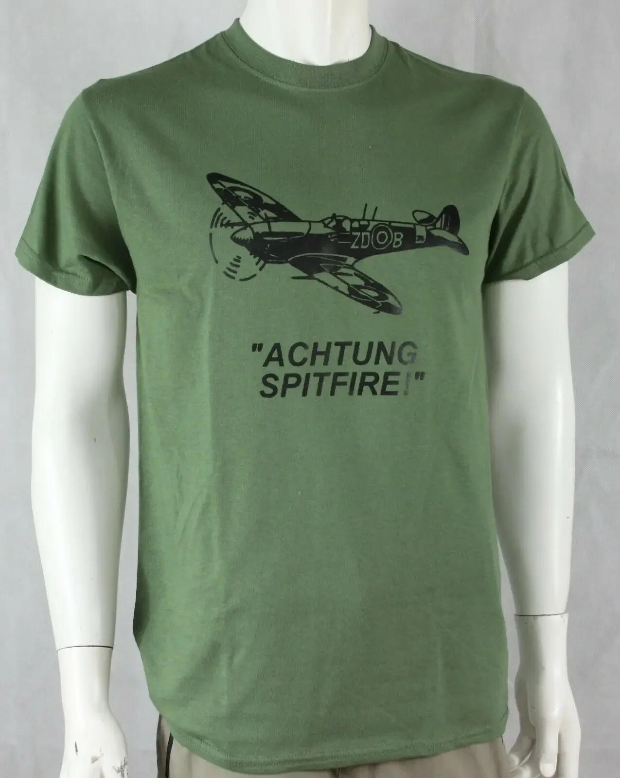 Vintage Achtung Spitfire Exclusive Printed T-Shirt RAF Military Forces Tactical tshirt For Men size S-3XL