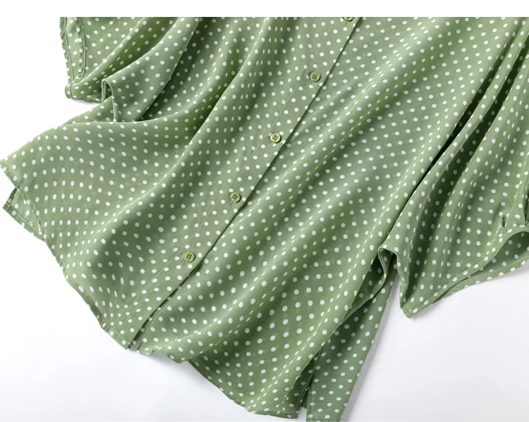 BirdTree 100%Real Silk Shirt For Women, Bat Sleeve Polka Dots, Elegant Fashion Retro Blouse, 2024 Spring Summer New Top T42827QM