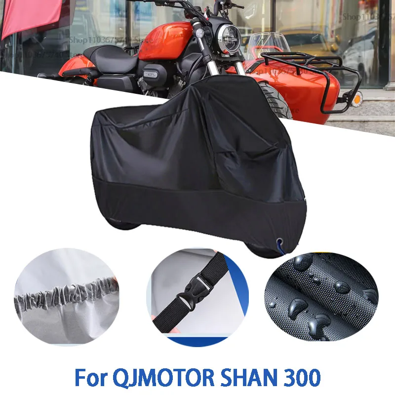 

Полный чехол для мотоцикла QJMOTOR SHAN 300+, автомобильный уличный солнцезащитный чехол от пыли и ушей, утолщенный оксфордский чехол, аксессуары
