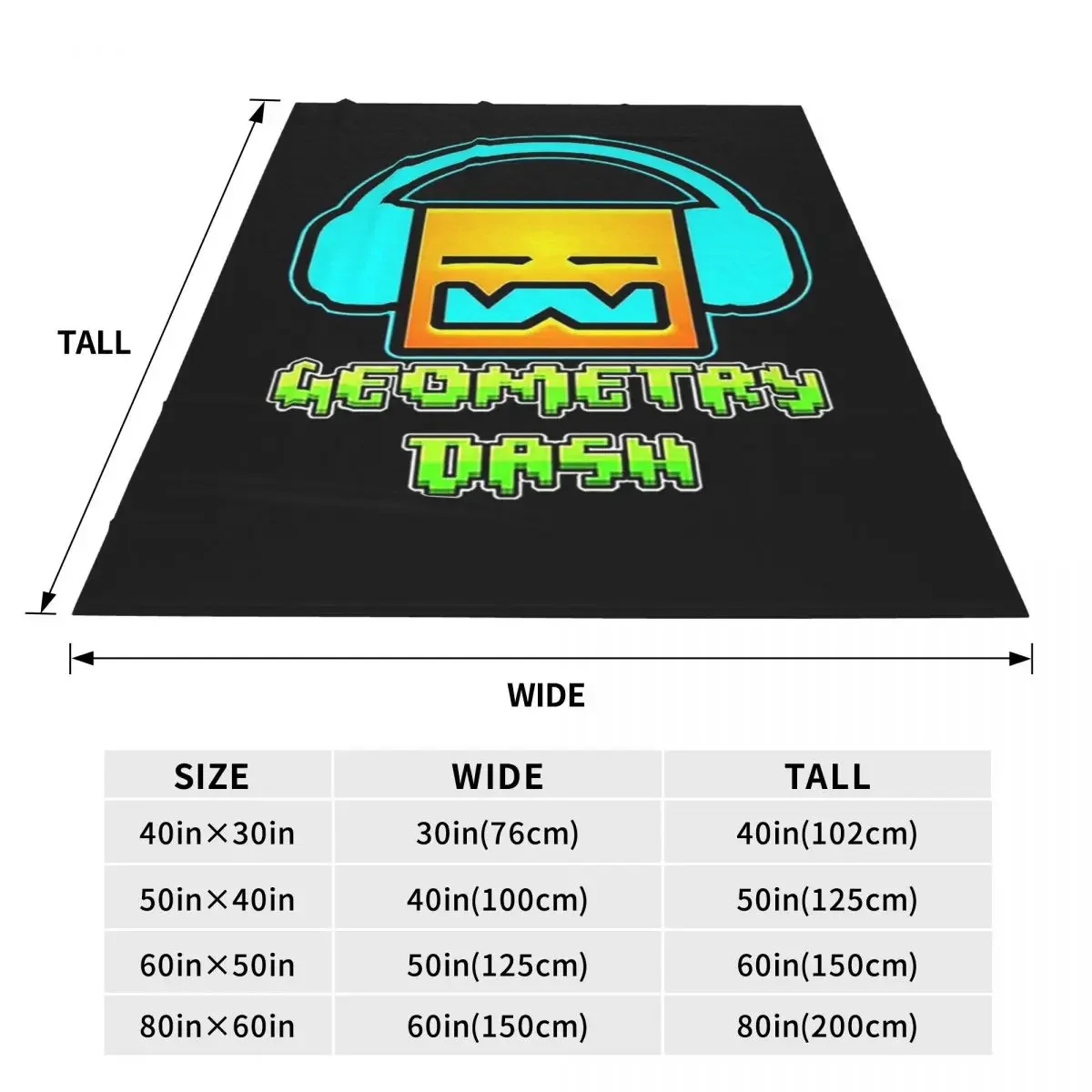 Video Game Geometry Dash Blanket Soft Warm Flannel Throw Blanket Plush for Bed Living room Picnic Travel Home Couch