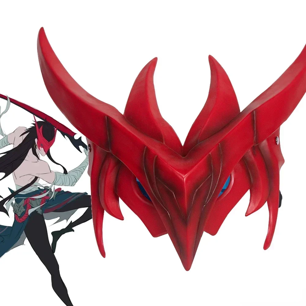 Unisex Devil Demon Half Face Mask Resin Cosplay Accessory for Halloween Party New Game the Unforgotten Yone Adult Costume Prop view 2