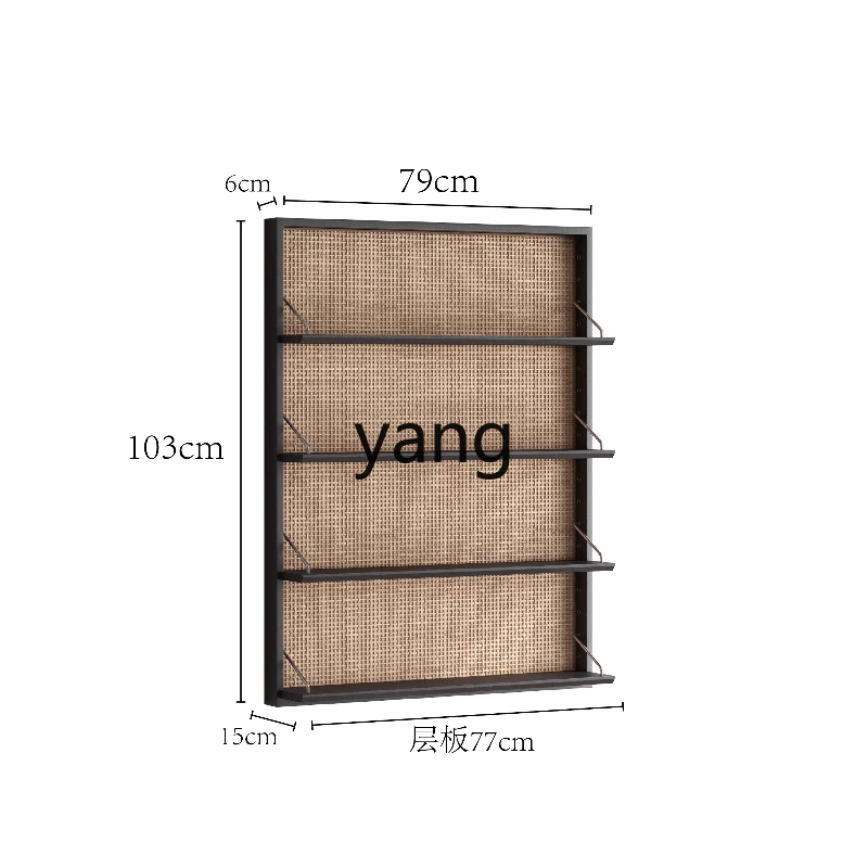 

HRC blank wall rattan rack wall hanging cup holder living room wall display rack adjustable retro storage rack