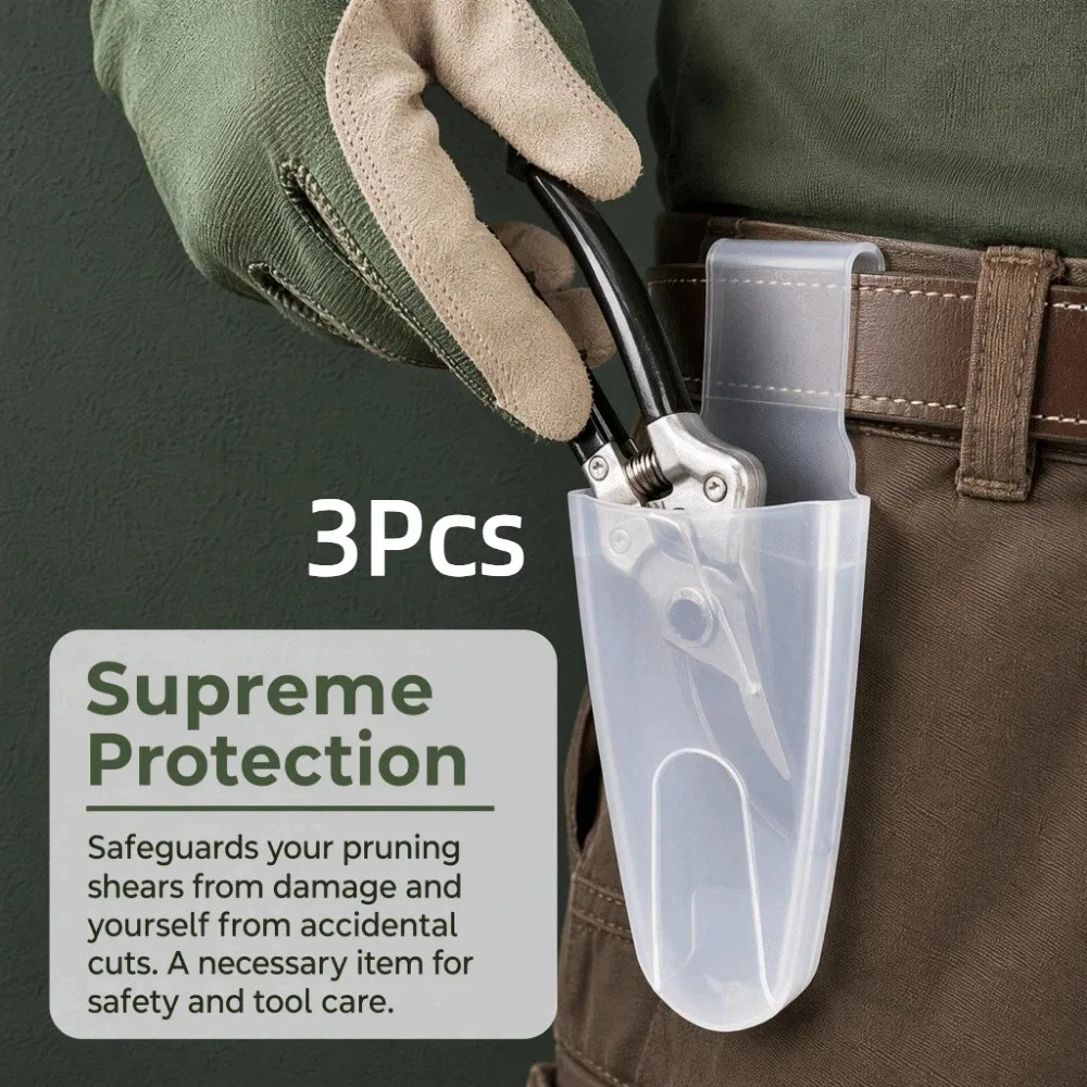 3Pcs Waist-Mounted Pruning Shears Belt Bag Durable Reusable Pruning Shears Organizer Transparent Frosted Portable