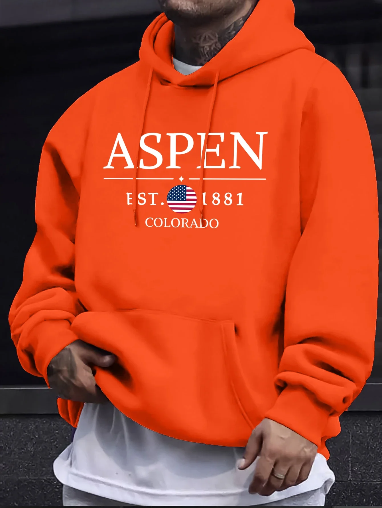 Aspen Colorado Est 1881 – Vêtements imprimés pour homme, 12 couleurs, streetwear, sweat-shirt simple décontracté à manches longues pour l'automne