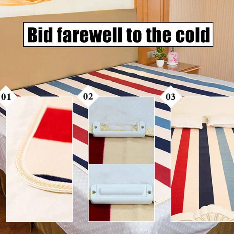 Manta de calefacción eléctrica de franela, 220V, 150x80cm, impermeable, 3 engranajes, ajustable, invierno, protección contra sobrecalentamiento