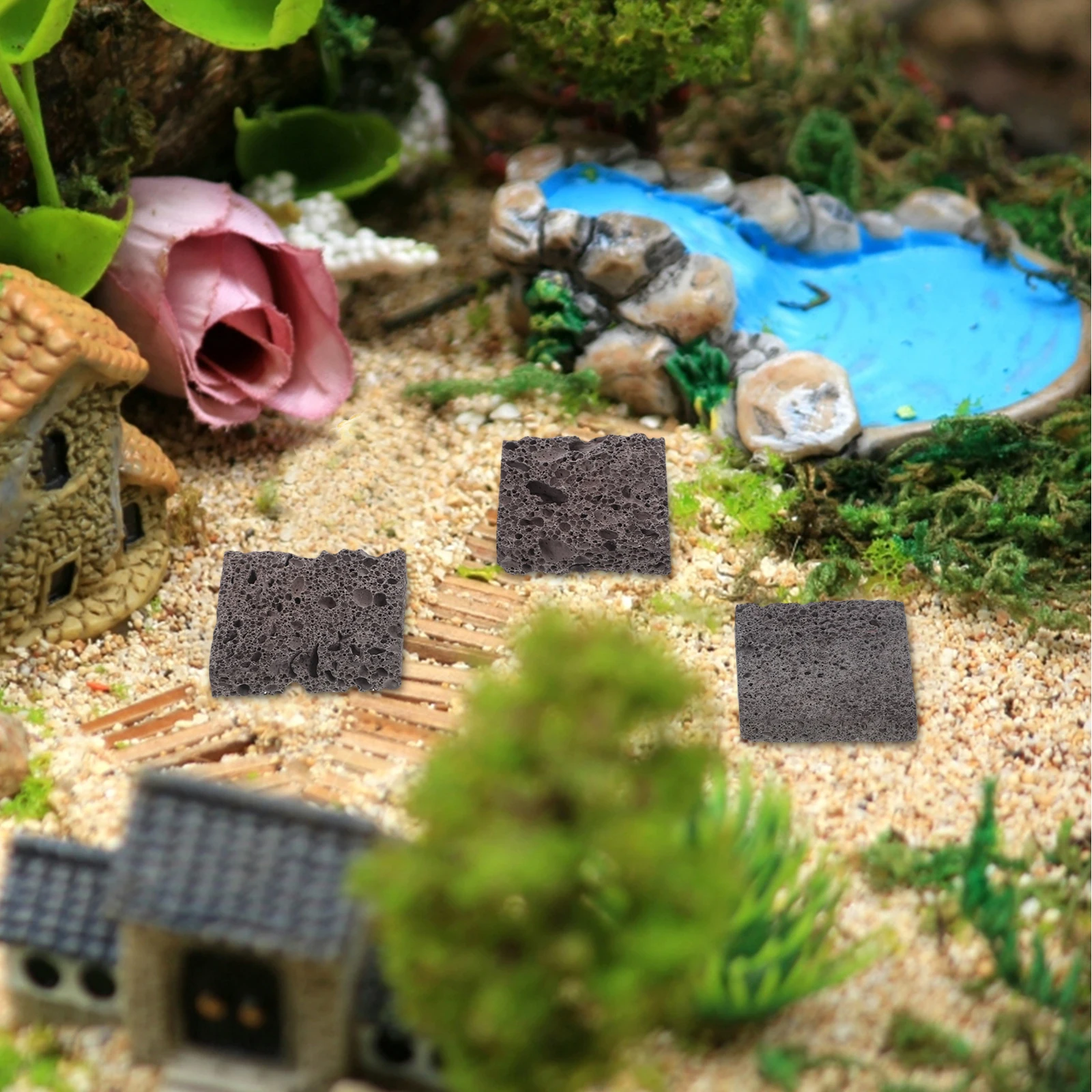 

3pcs Aquatic Planting Film Water Grass Fixation Moss Anubias Lava Rock Decor For Betta Fish Tank Natural Aquarium Rocks Water