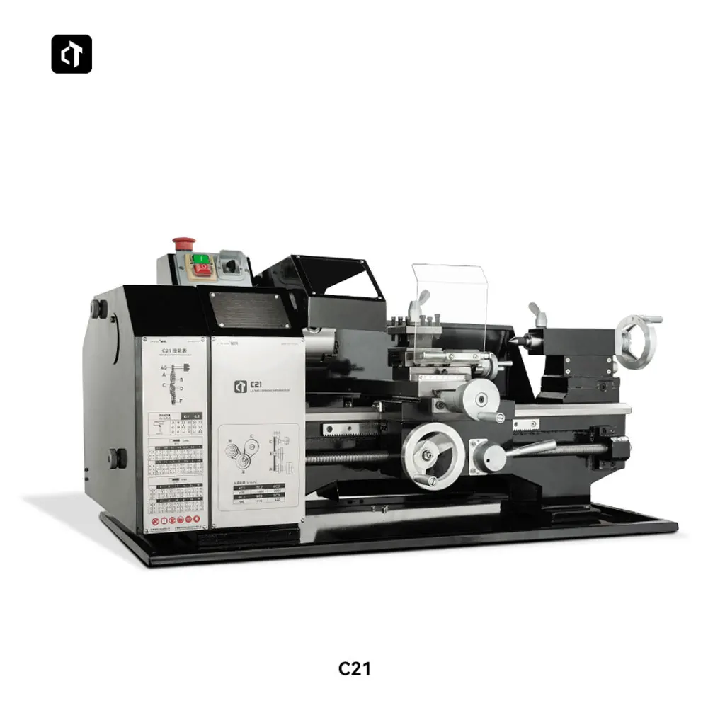 Tour d'établi domestique C21, mandrin à trois mâchoires de 100mm, 6 vitesses, vitesse Variable, Micro broche de tour, roulements SKF, machine de tour à Instrument