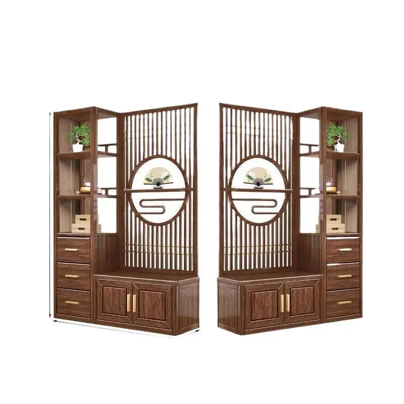 

DSA all solid wood purple gold sandalwood room hall cabinet screen new Chinese style living room zen entrance entrance cabinet